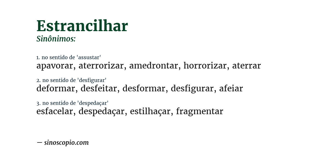 Sinônimo de estrancilhar
