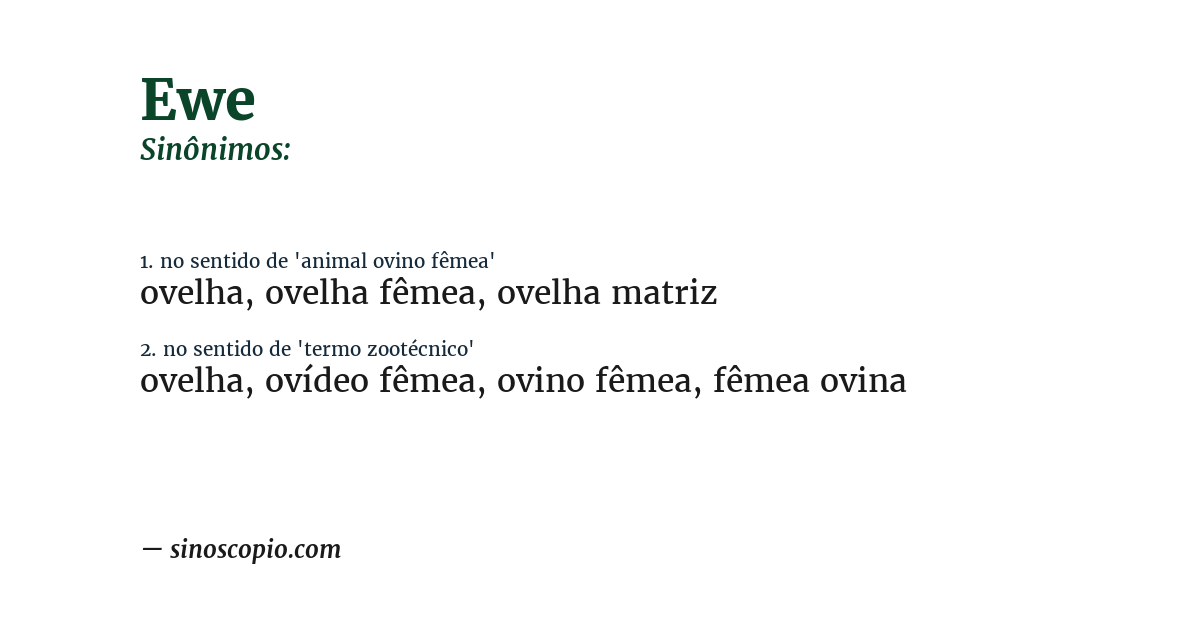 Sinônimo de ewe