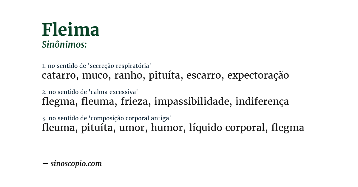 Sinônimo de fleima
