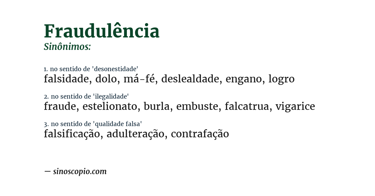 Sinônimo de fraudulência