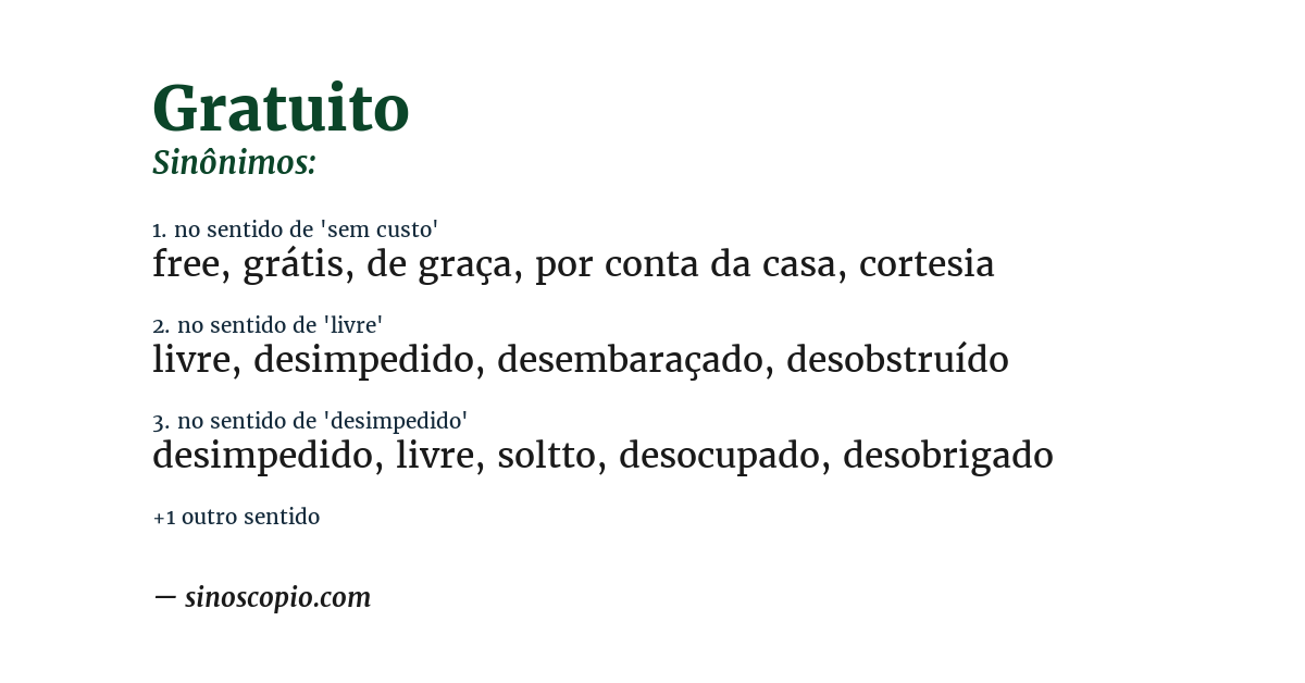 Sinônimo de gratuito