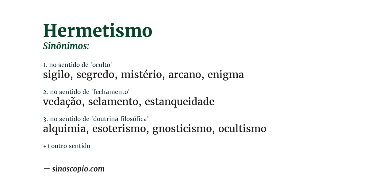 Sinônimo de hermetismo