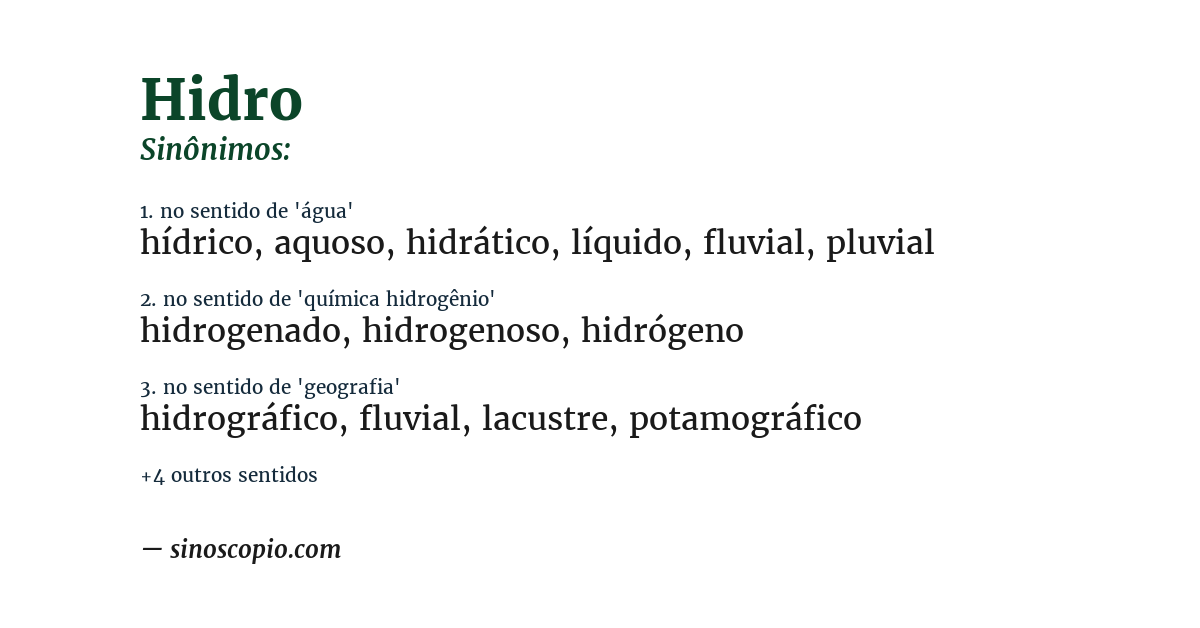 Sinônimo de hidro