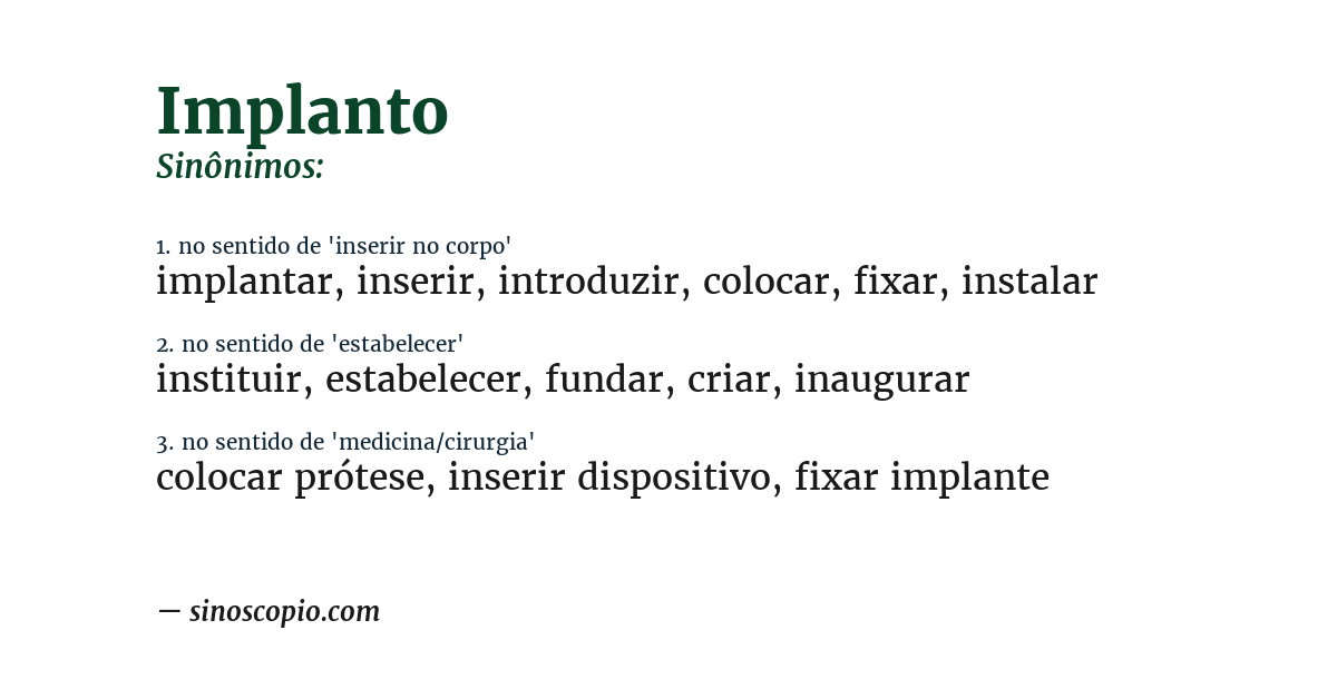 Sinônimo de implanto