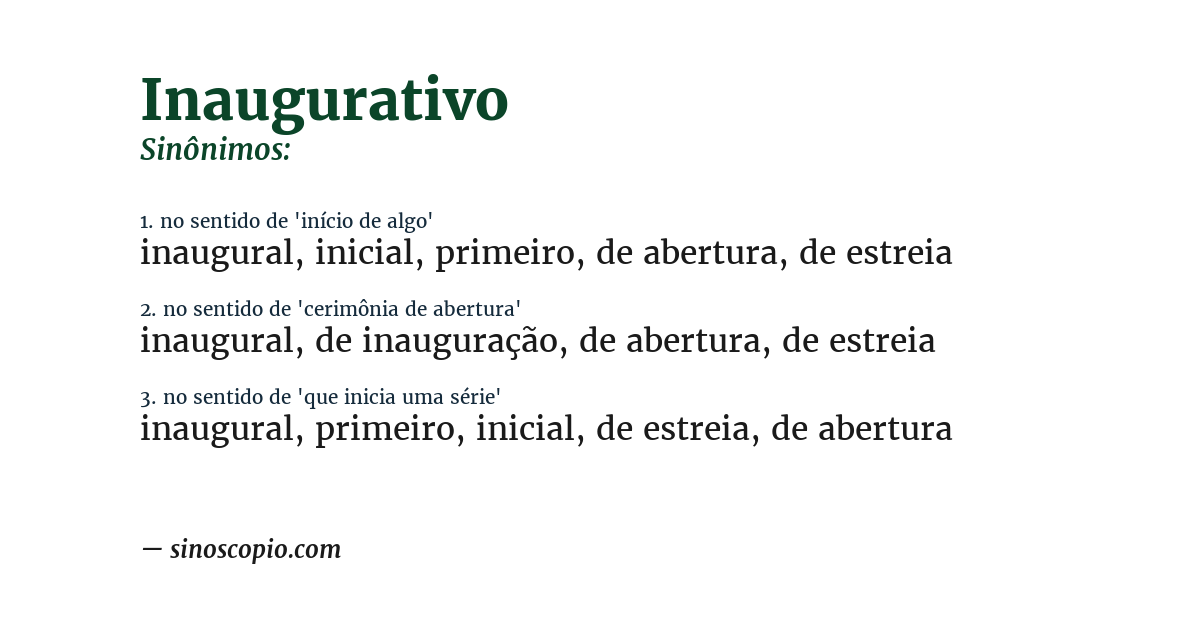 Sinônimo de inaugurativo