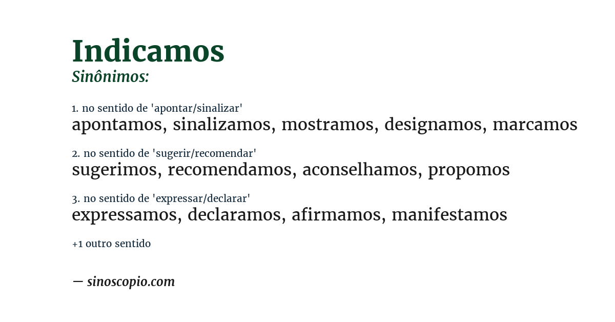 Sinônimo de indicamos
