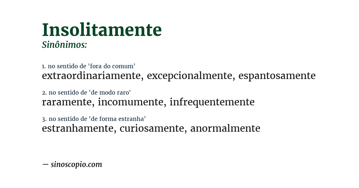 Sinônimo de insolitamente