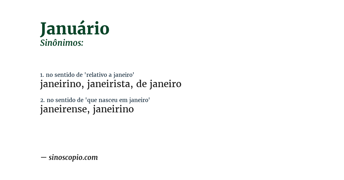 Sinônimo de januário