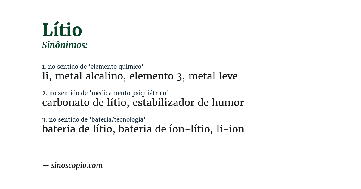 Sinônimo de lítio