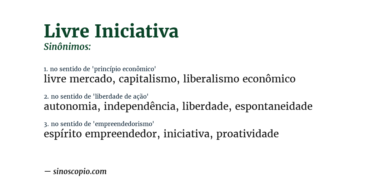 Sinônimo de livre iniciativa