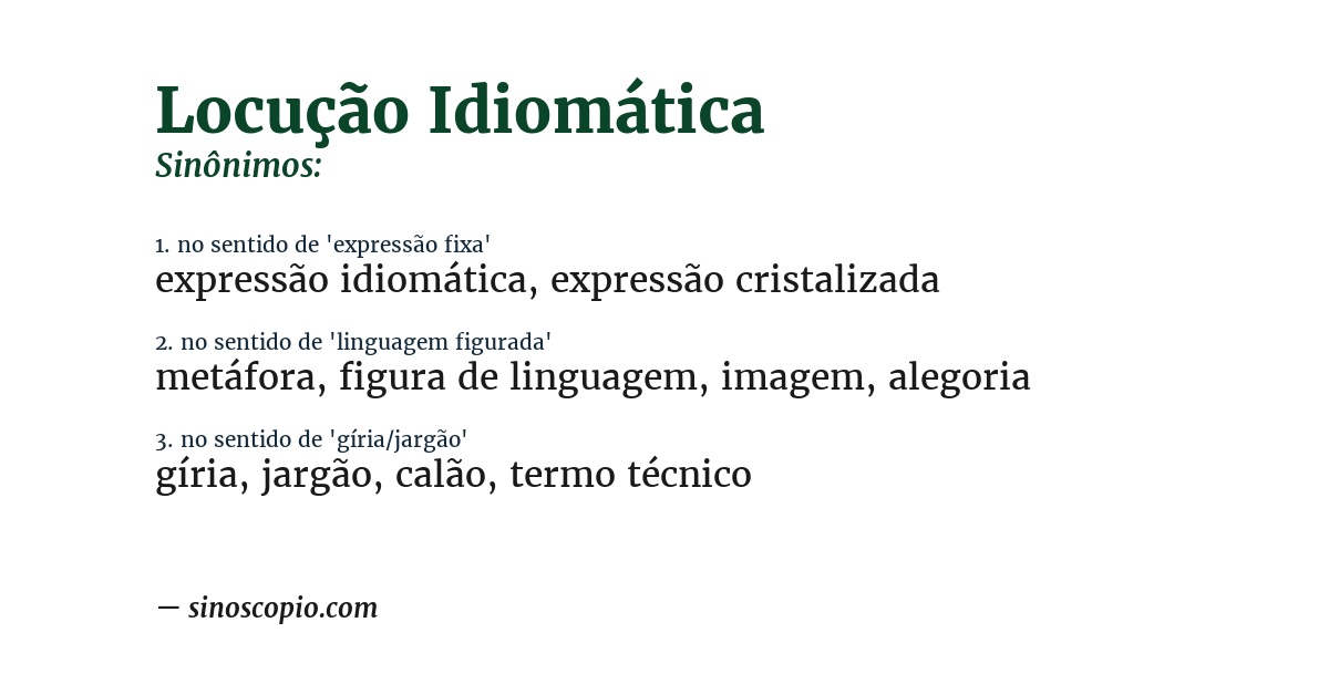 Sinônimo de locução idiomática