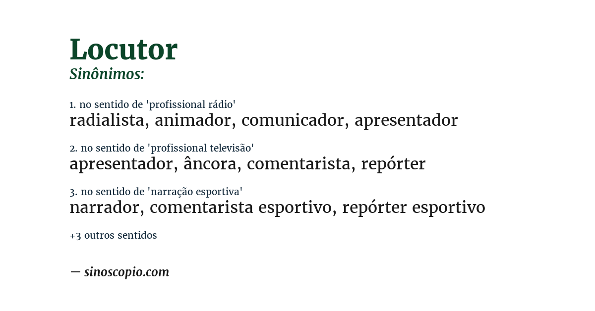 Sinônimo de locutor