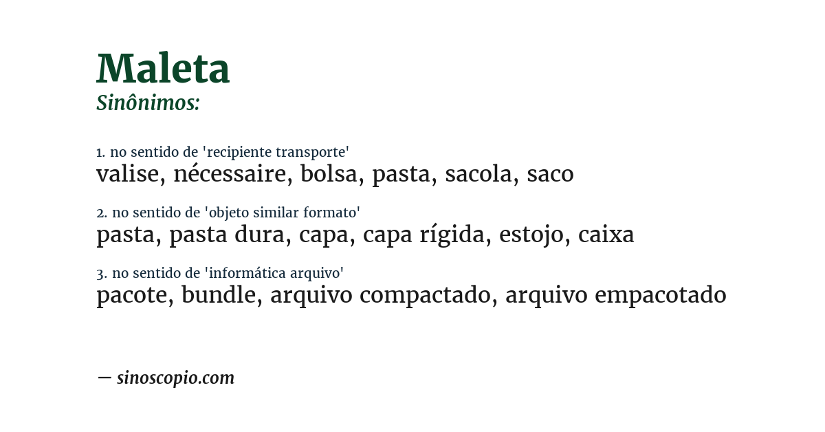 Sinônimo de maleta