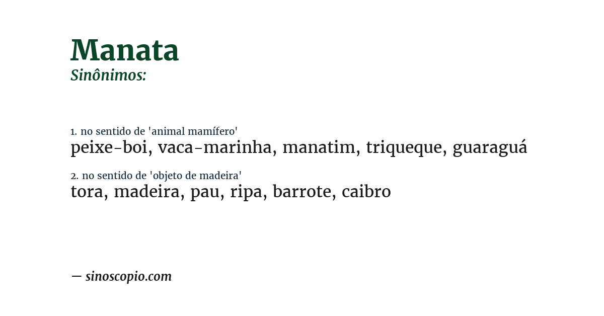 Sinônimo de manata