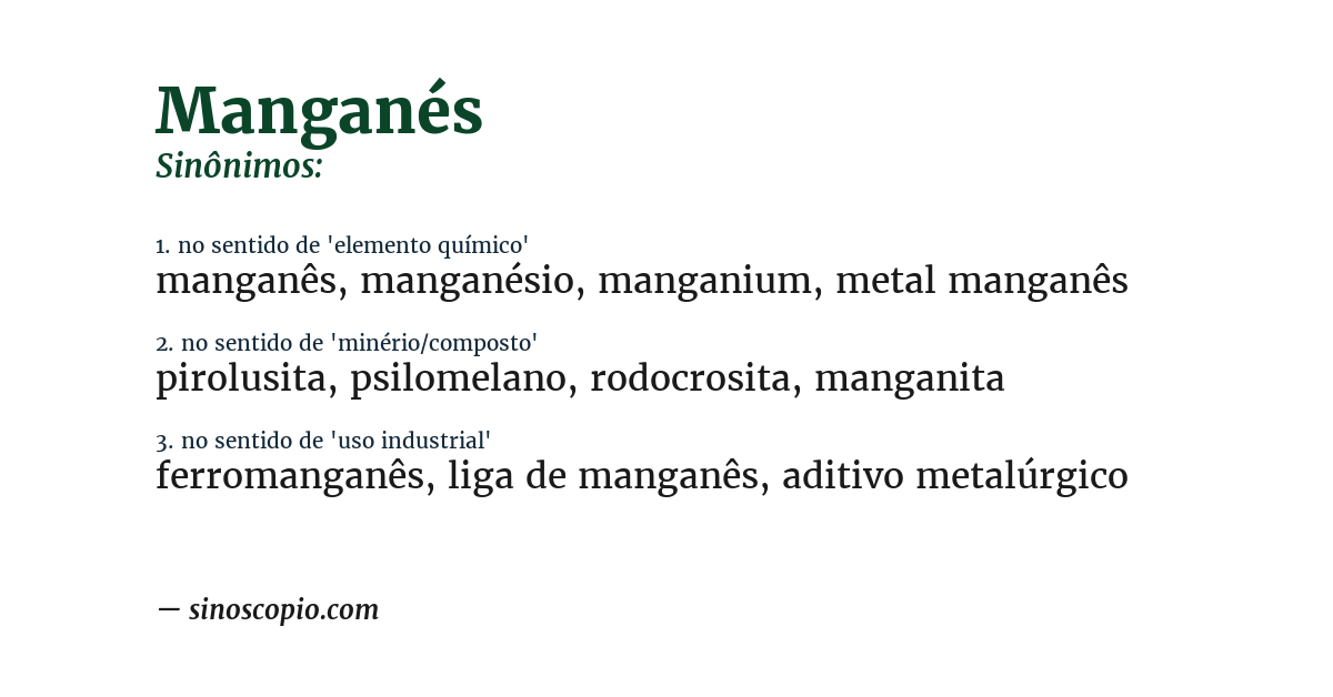 Sinônimo de manganés