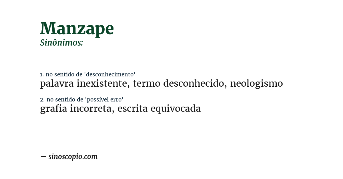 Sinônimo de manzape