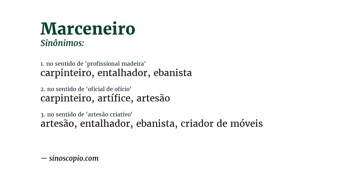 Sinônimo de marceneiro