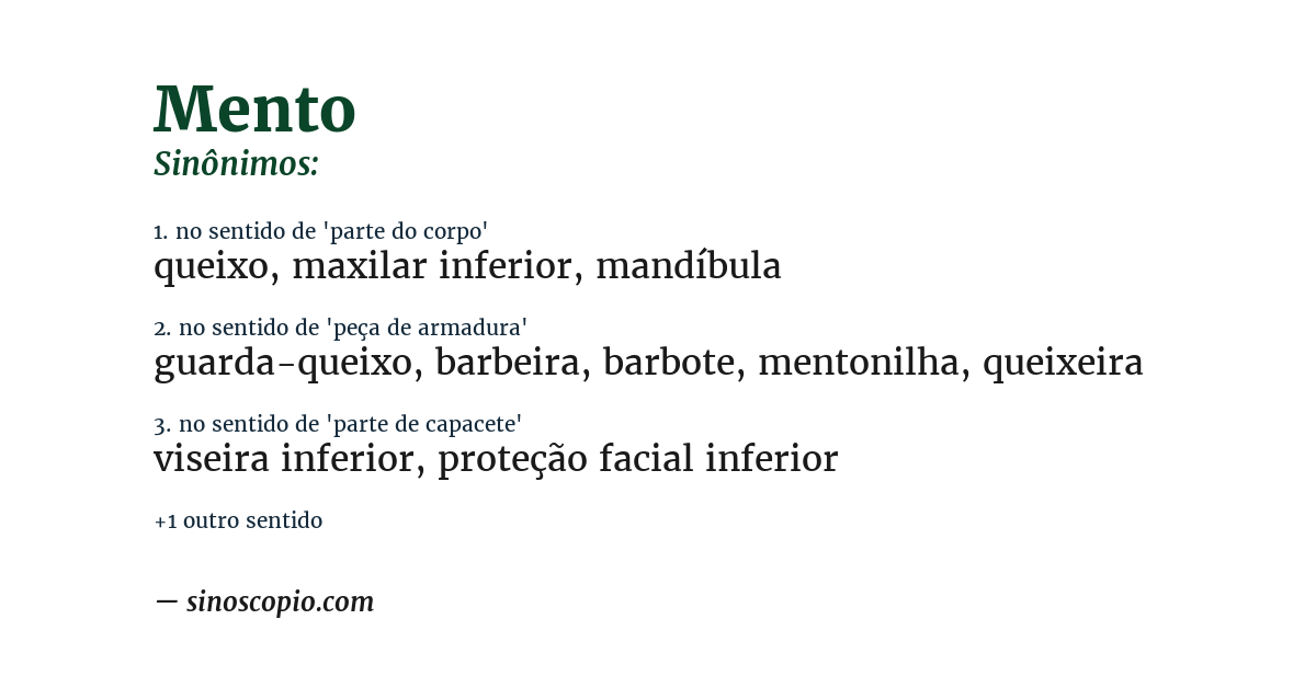 Sinônimo de mento