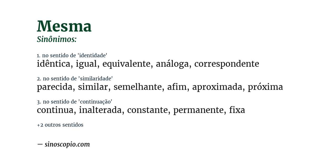 Sinônimo de mesma