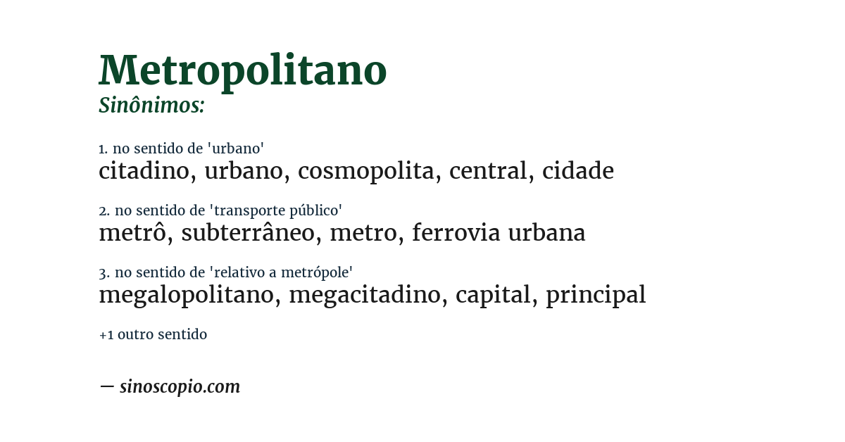 Sinônimo de metropolitano