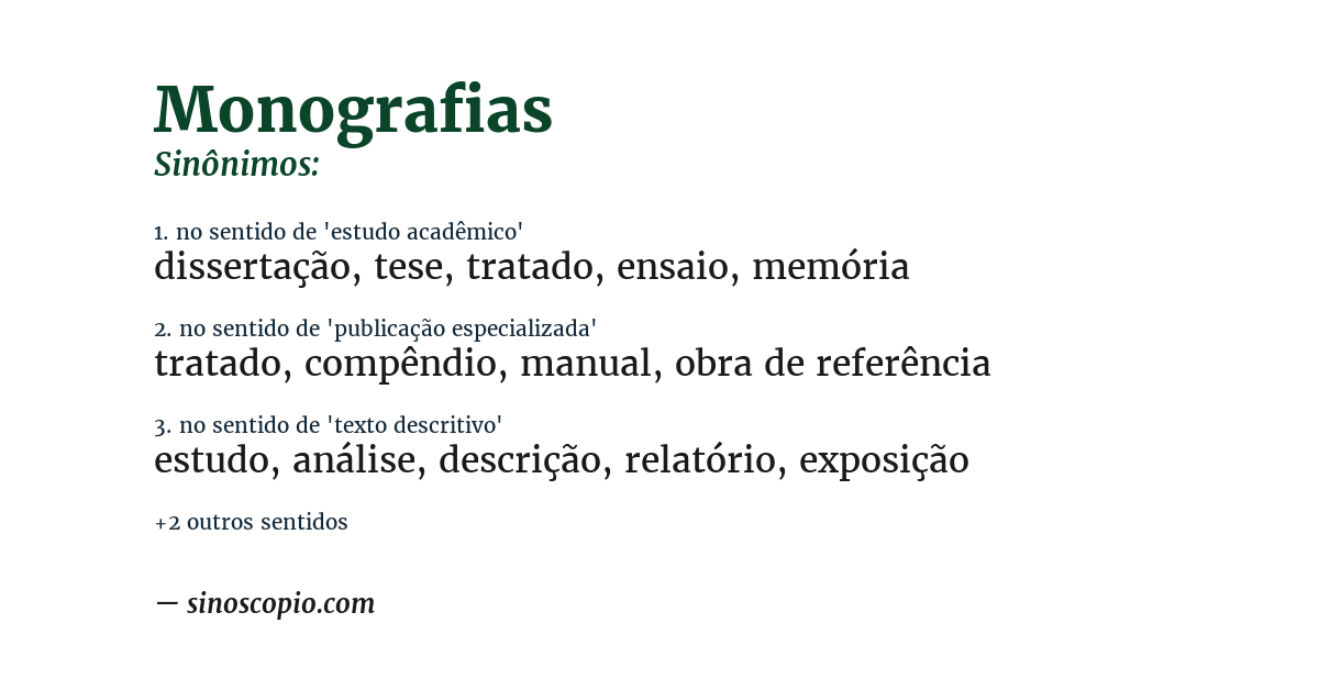 Sinônimo de monografias