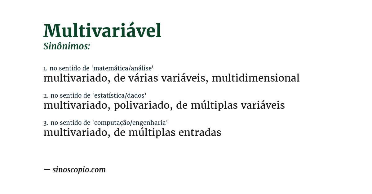 Sinônimo de multivariável