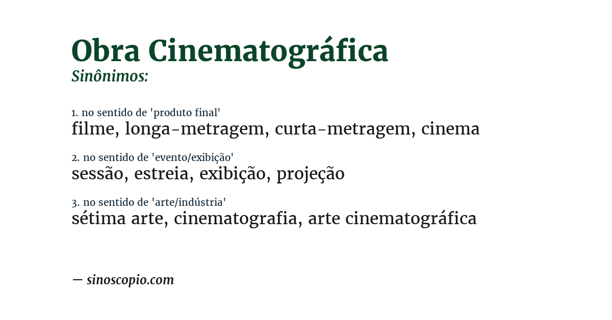Sinônimo de obra cinematográfica