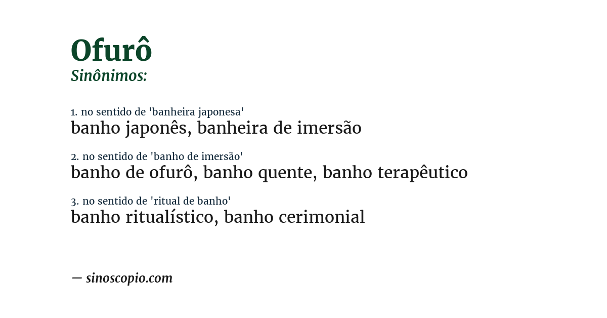 Sinônimo de ofurô