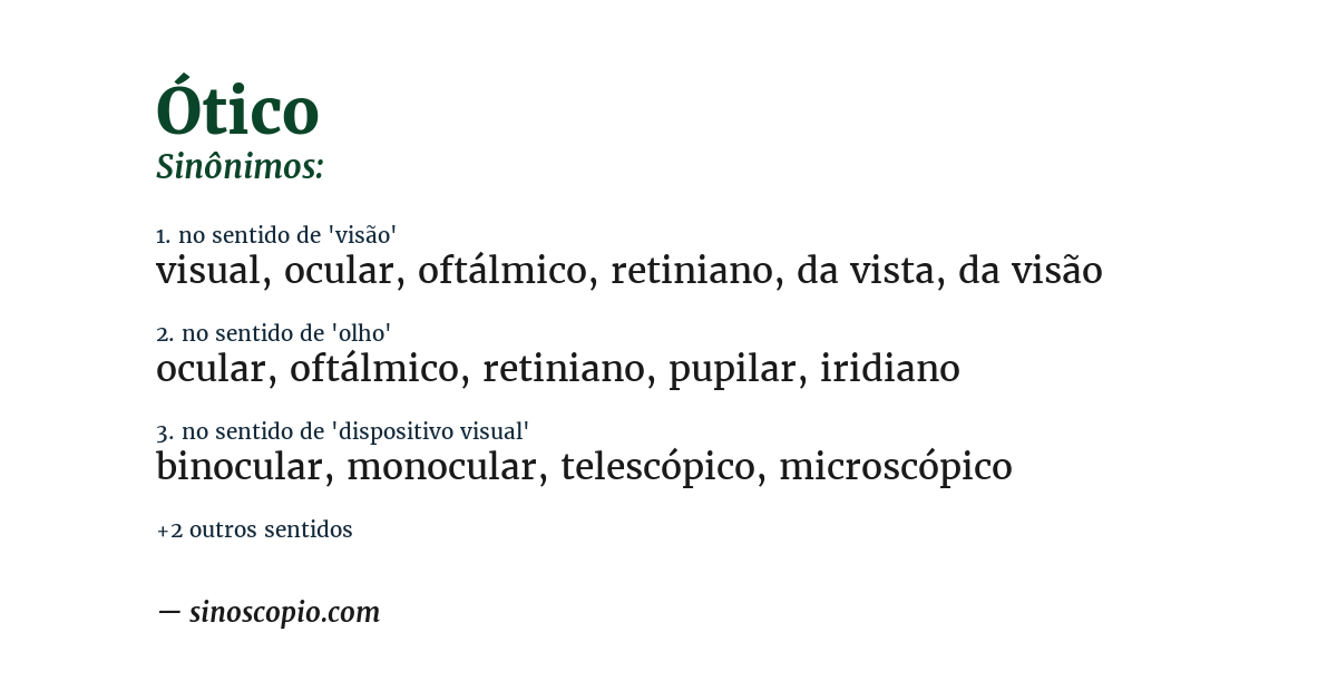 Sinônimo de ótico