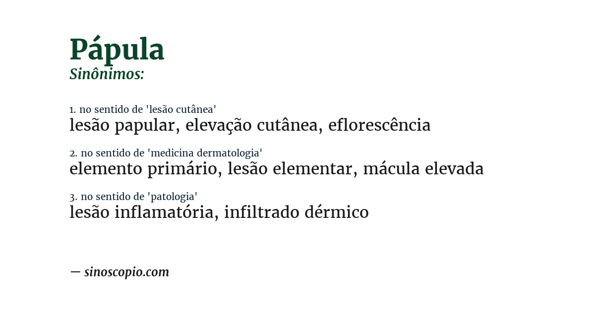 Sinônimo de pápula