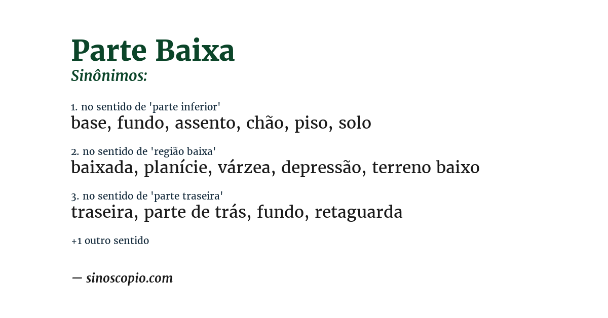 Sinônimo de parte baixa