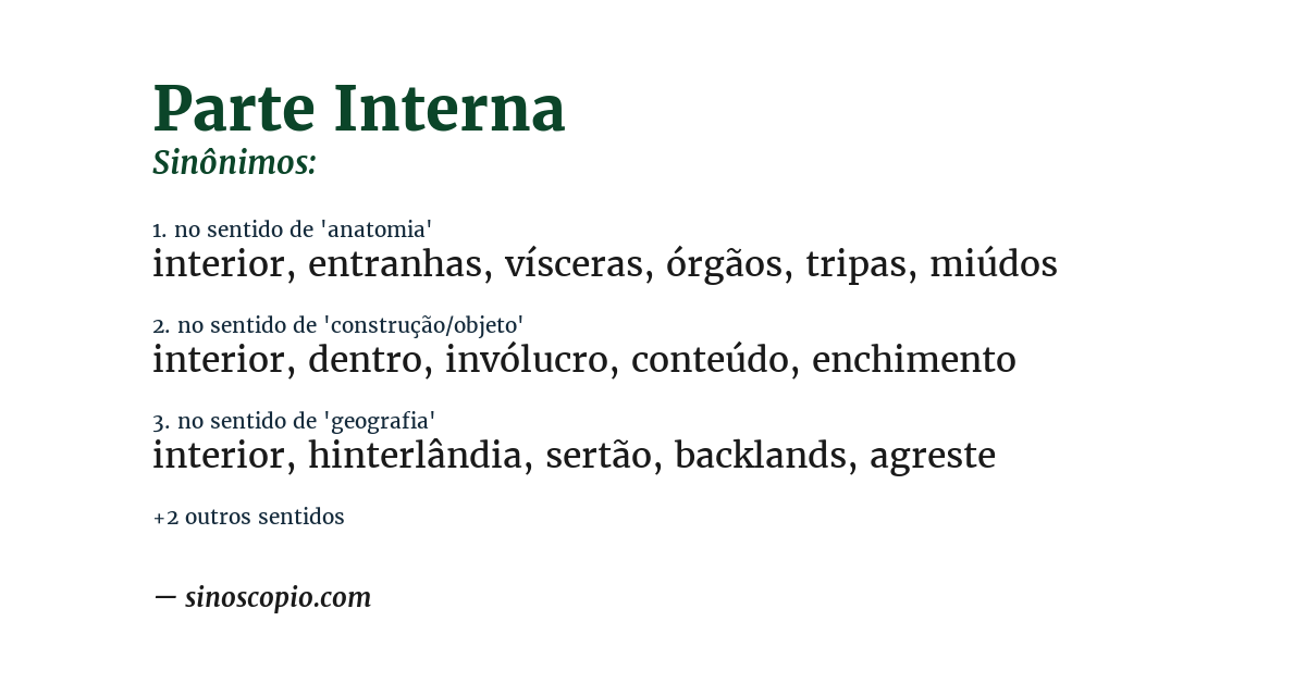 Sinônimo de parte interna