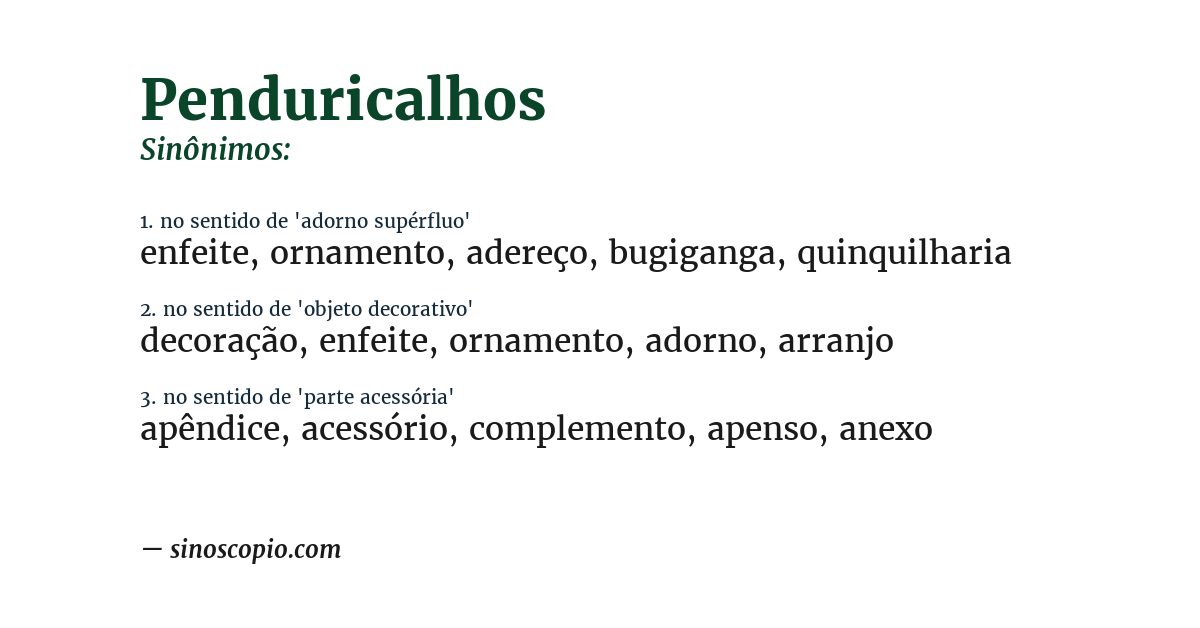 Sinônimo de penduricalhos