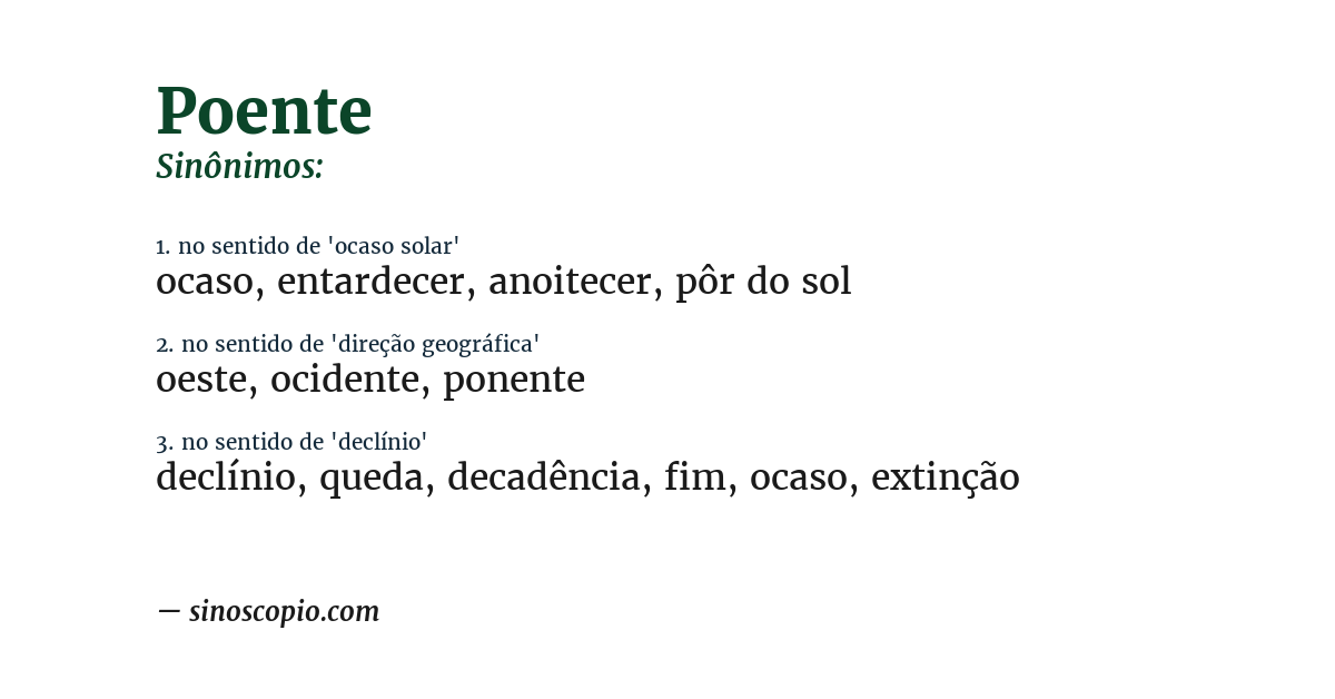 Sinônimo de poente