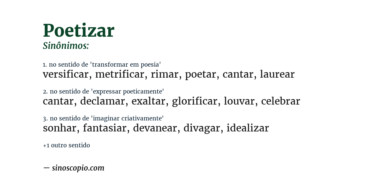 Sinônimo de poetizar