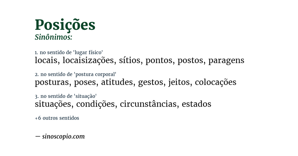 Sinônimo de posições