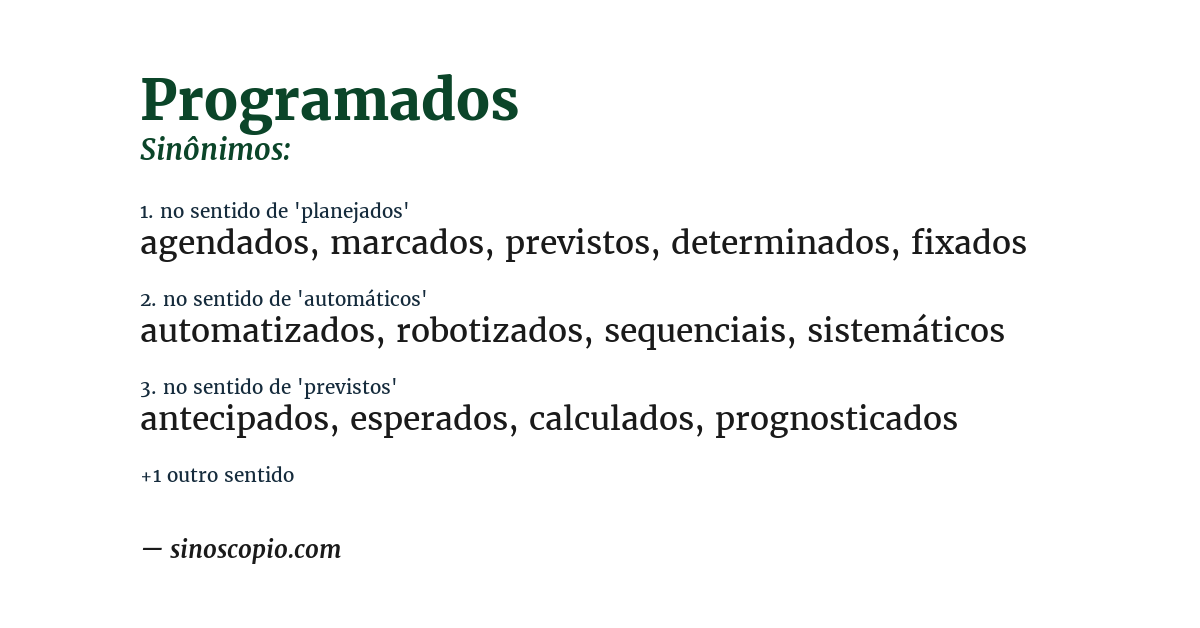 Sinônimo de programados