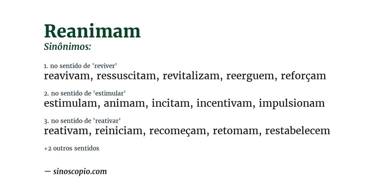 Sinônimo de reanimam