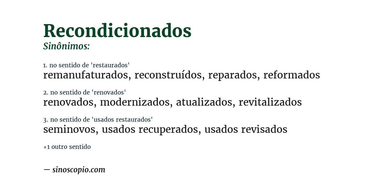 Sinônimo de recondicionados