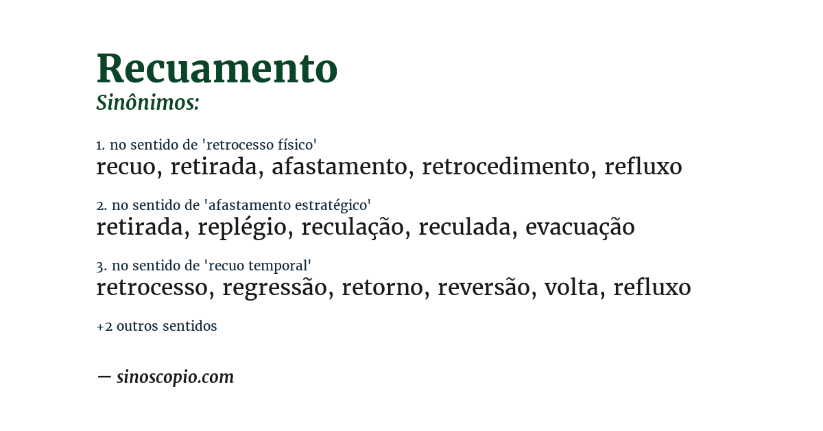 Sinônimo de recuamento