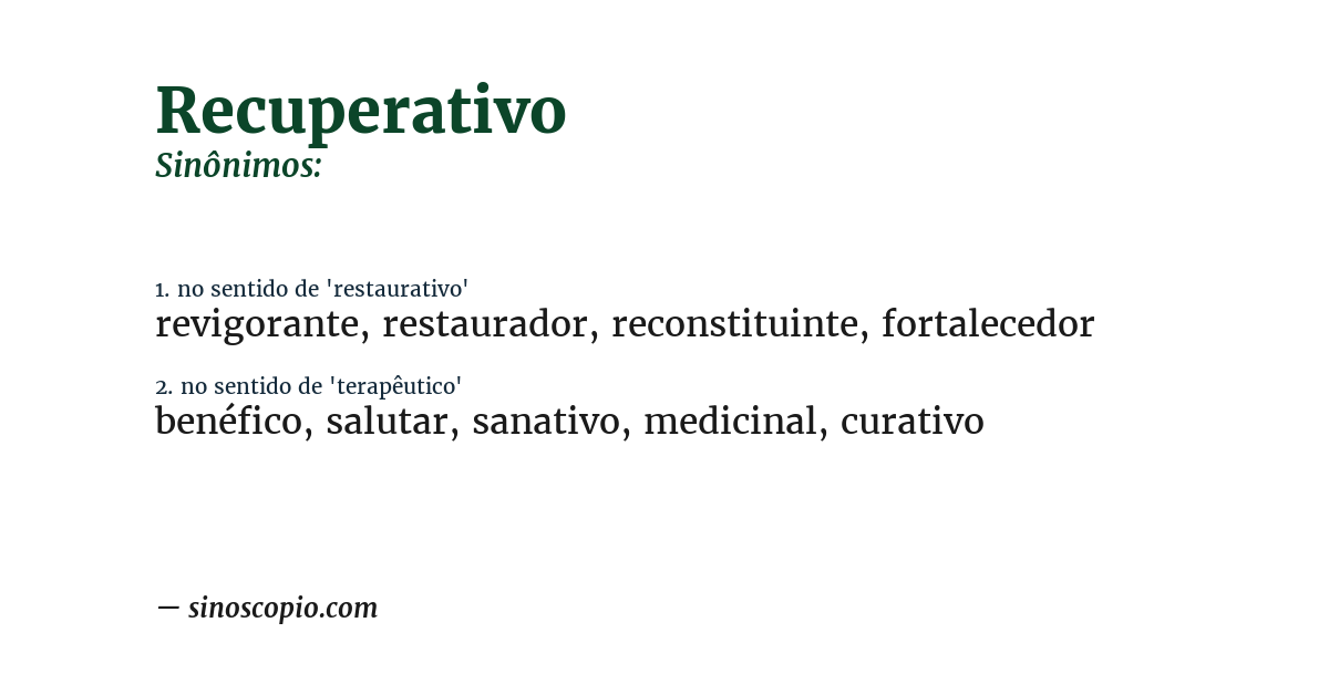 Sinônimo de recuperativo