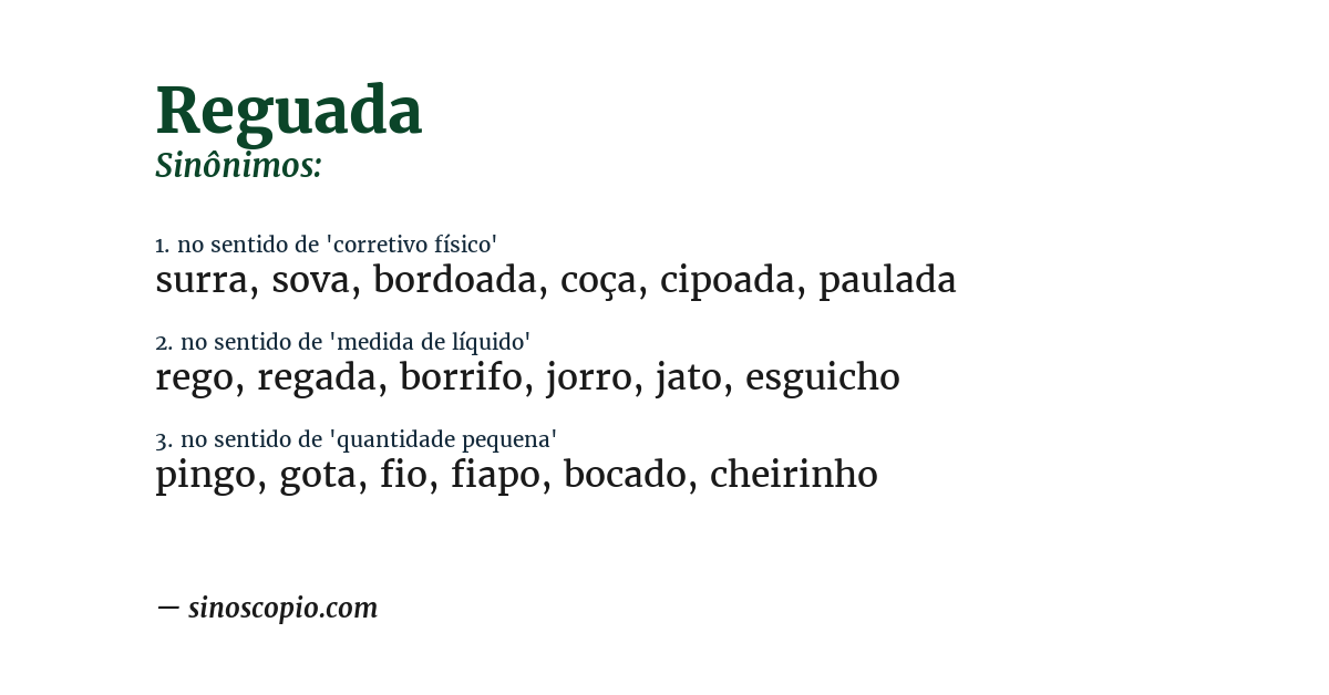 Sinônimo de reguada