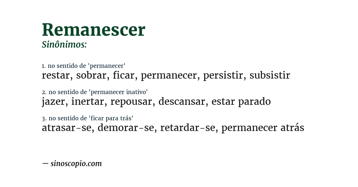 Sinônimo de remanescer