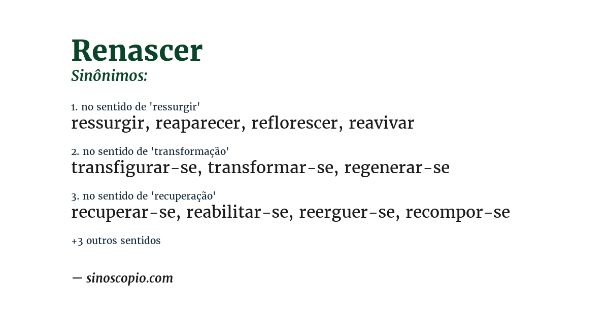 Sinônimo de renascer