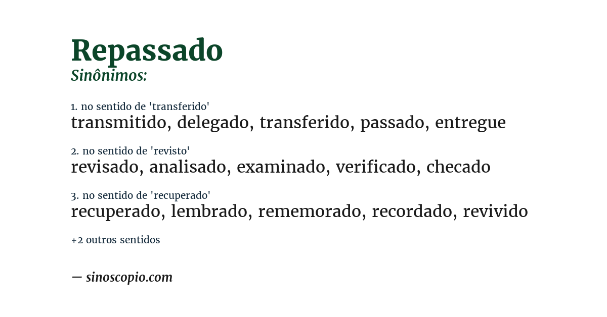 Sinônimo de repassado