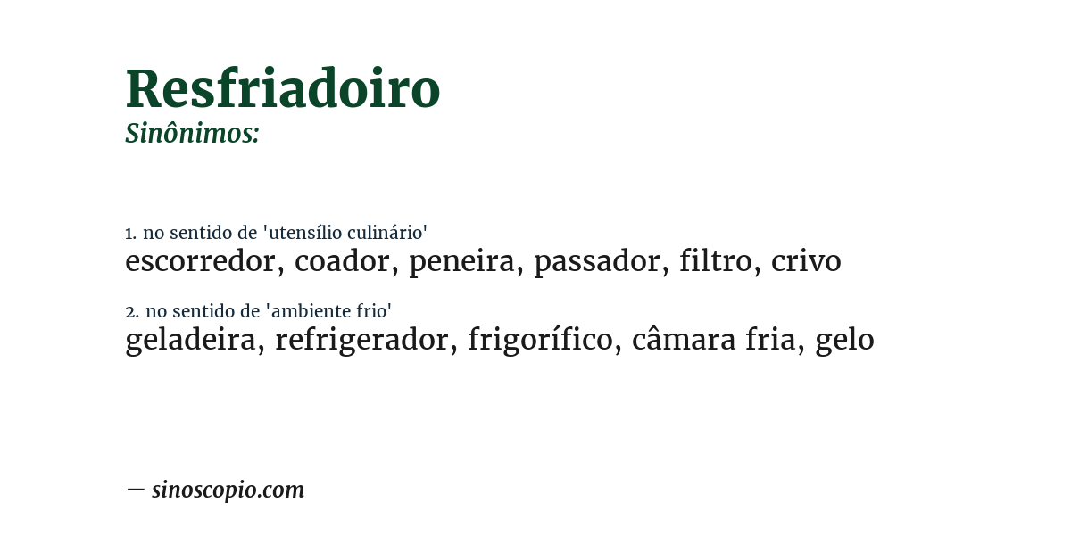Sinônimo de resfriadoiro