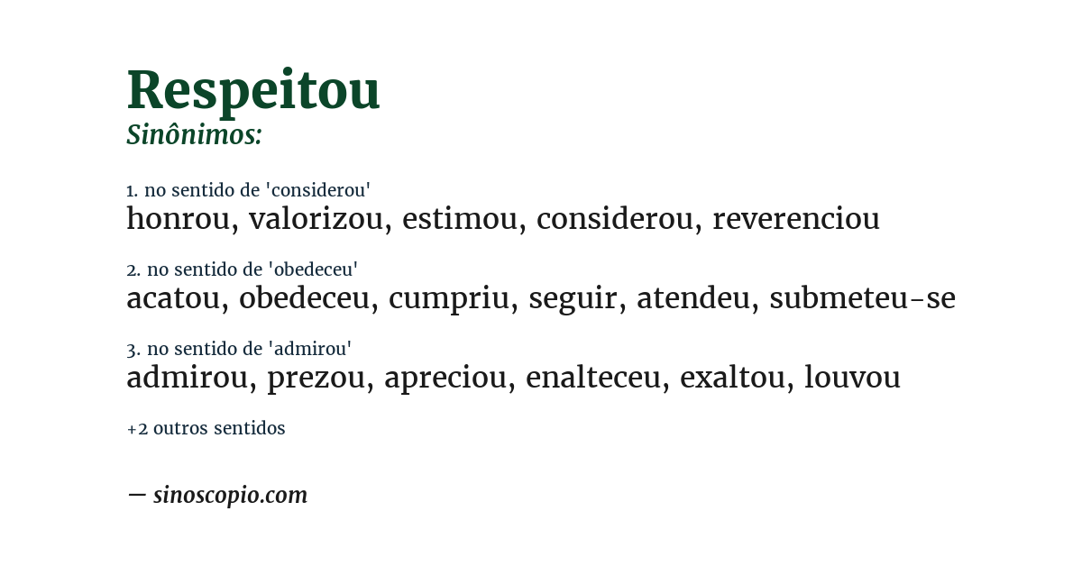 Sinônimo de respeitou