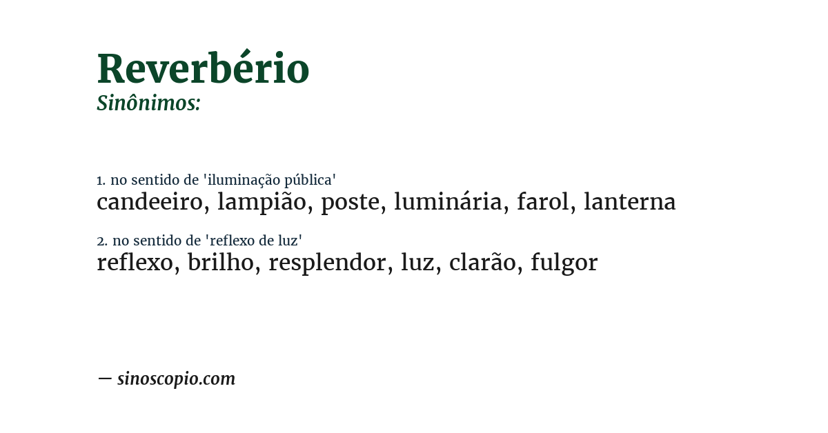 Sinônimo de reverbério