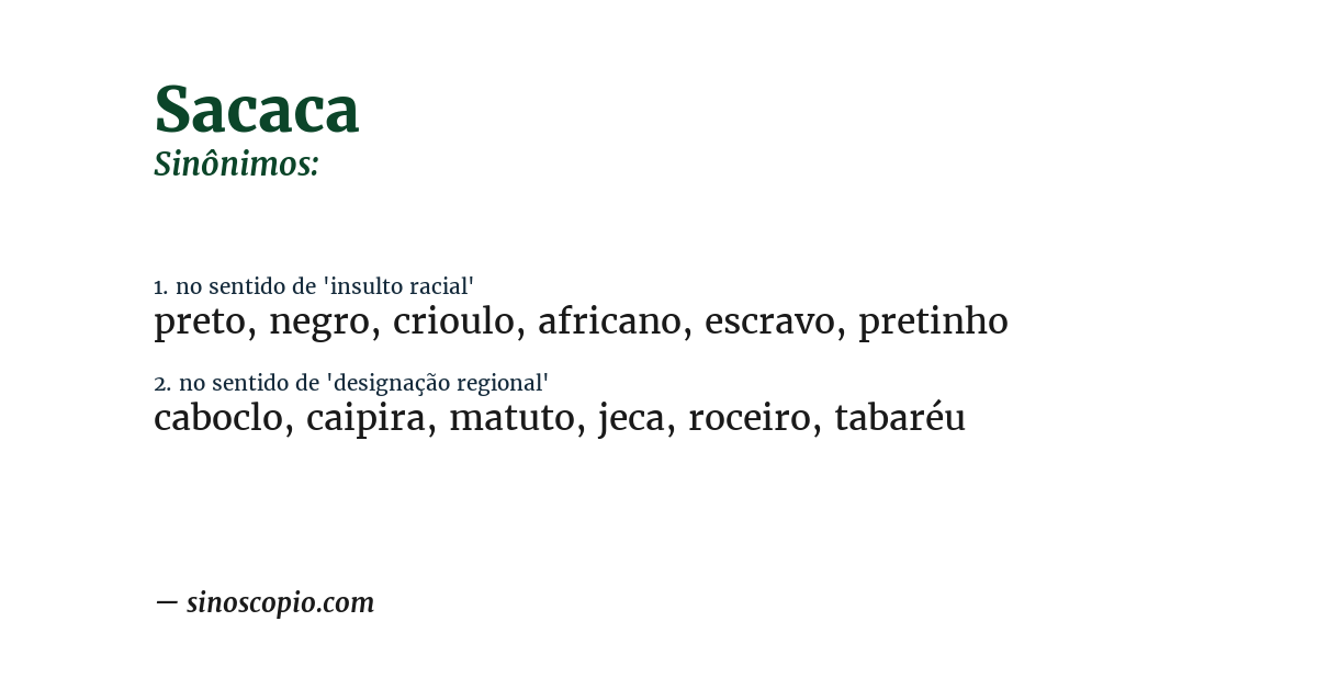 Sinônimo de sacaca