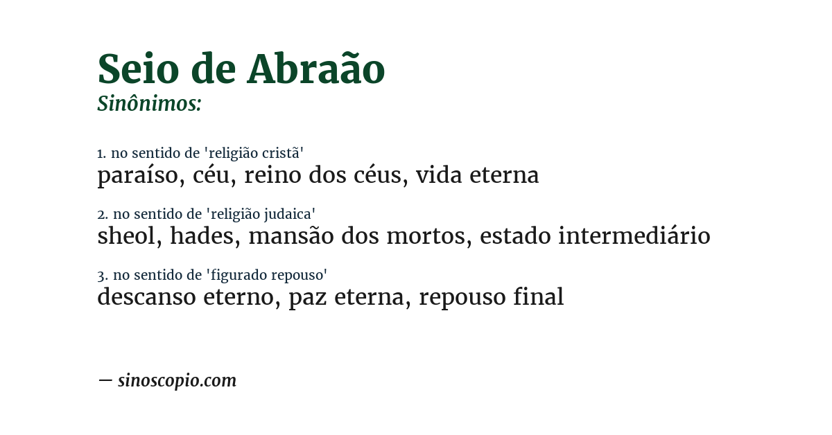Sinônimo de seio de abraão